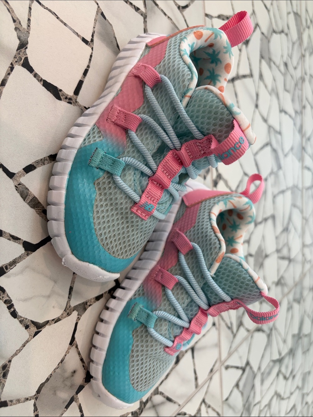 New Balance Kids Teal and Pink Lightweight Sneakers